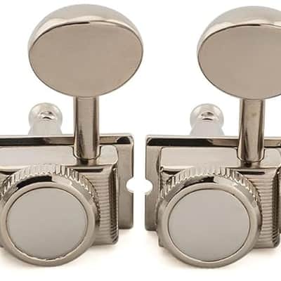 Left-Handed 6-in-line 18:1 Ratio Semi Closed Locking Machine Heads Tuners with Oval Button for Electric Guitar, Nickel image 3