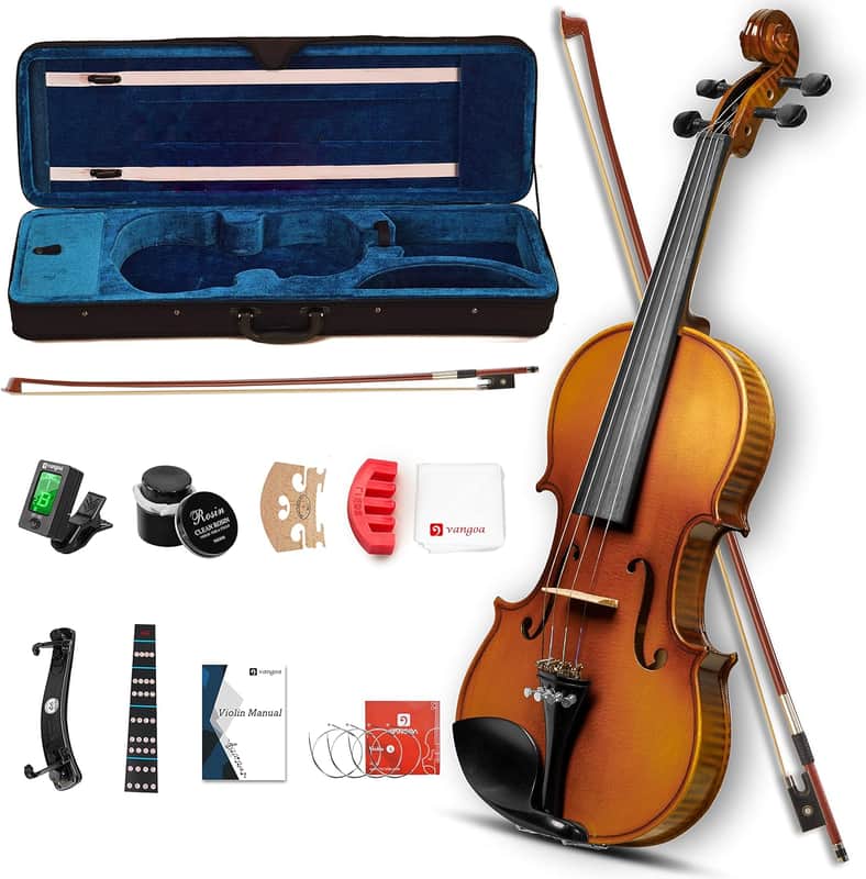 Violin 4/4 Full Size Set, Fiddle Solid Wood for Professional Intermediate Beginners Adults Kid Teens Student Acoustic Violins Kit with Ebony Fittings, Hard Case, 2Pcs Violin Bow by Vangoa image 1