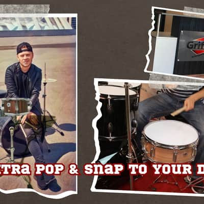 GRIFFIN Snare Drum 10"x6" Poplar Wood Shell (PopcornPUNCH Edition) – Mini Snare with Black Hickory PVC, Throw Off, Drum Key & Coated Head image 5