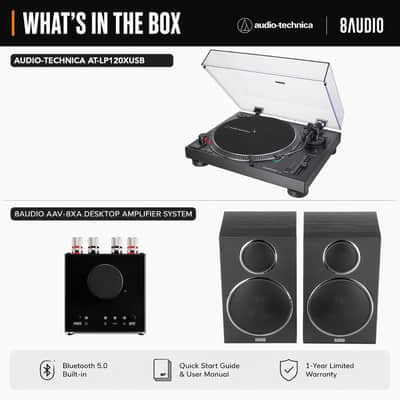Audio-Technica AT-LP120XUSB Analog Turntable (Black) with Amplifier System image 2