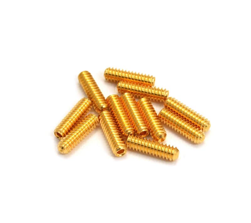 GS-0002-002 (12) Gold SAE Hex Bridge Saddle Height Screws For Guitar image 1