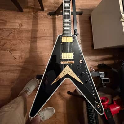 2015 Epiphone Brent Hinds Flying V – Black & Gold - Pre-Production Mistake Prototype. Believed to have been handled by Brent Himself image 1