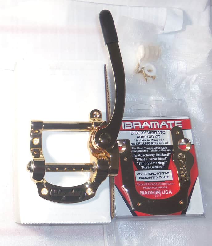 Bigsby® B5G Pinless & Vibramate V5G-Short Tail Mount Kit~GOLD~Gibson SG~Tighter Spaced PG`s~USA~Brand New image 1
