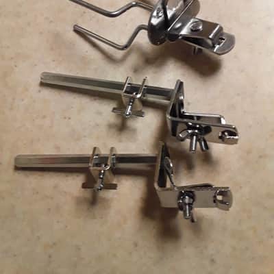 Chrome Percussion Accessories Mounts Bundled Lot - Hoop Style Clamps image 1