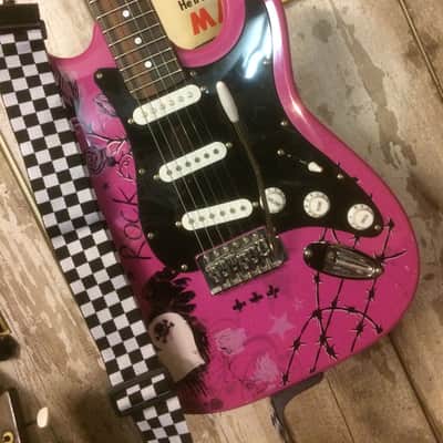 Jaxville ST1PPPK Pink Stratocaster Style Guitar SSS Set-up image 9