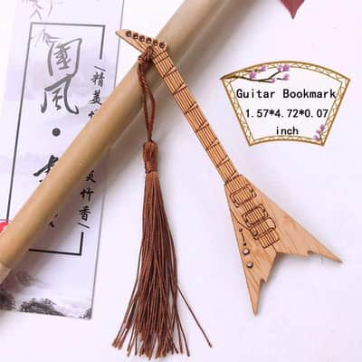 Guitar Bookmark with Tassel Bass Bookmarks for Men Women Book Lovers Bass Guitar Band Gifts for Men Women Book Marks Accessories Unique Music Lover Gifts 4pcs image 3