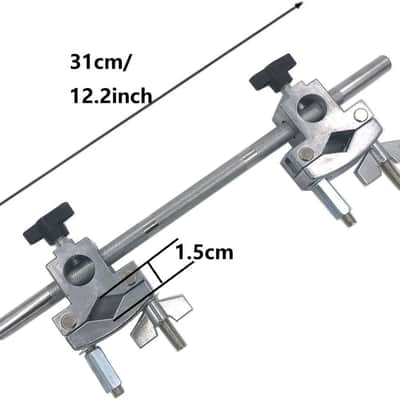 Drum Multi Clamp Adjustable Double Drum Rack Clamp with Straight Rod, Cymbal Stand Clamp Drum Set Mounting Clamp image 2