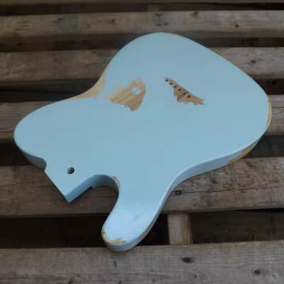 vintage Ponderosa Pine heavy relic baby blue tele guitar body nitrocellulose finish fits fender image 7