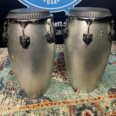 Toca - Custom Deluxe Fiberglass Conga and Tumba - Silver Sparkle image 12