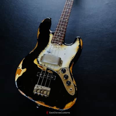 Fender Standard Jazz Bass 60s Pickups Black Aged Relic image 4