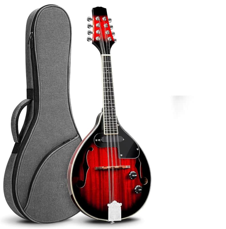 Mandolin Musical Instrument A Style Acoustic Electric, 8 Strings Mahogany for Beginner Adults Teens, Red Burst image 1