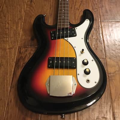 Vintage early 70's Univox Hi-Flier Bass Sunburst with Fitted Hard Case image 2