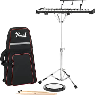 Pearl 32 Note Glockenspiel Metallophone Bell Kit - Silver/Black (PK910) image 1