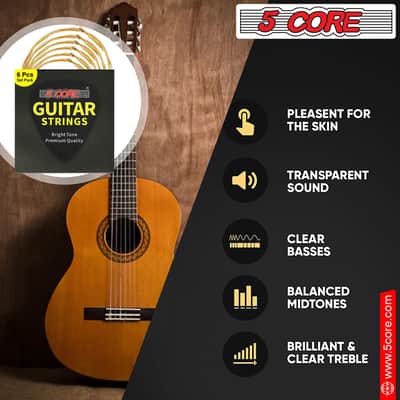 5Core Acoustic Guitar Strings 0.010-0.047 Steel Gauge Heavy Duty w Bright Tone For 6 String Guitars image 5