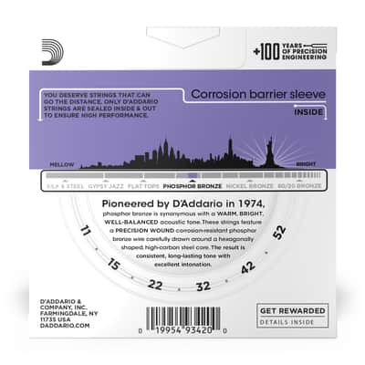 Mint 3-Pack D'Addario EJ26 Acoustic Guitar Strings Phosphor Bronze Custom Light 11-52 image 7
