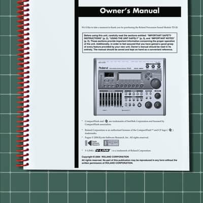 Roland TD-20 — 2 in 1 Owners Manual Guide Instructions — 126 Pages — USA Made