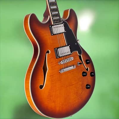 D'Angelico Premier DC Double Cutaway w/ stop-bar tailpiece, Dark Iced Tea Burst w/Gig Bag DAPDCDITBNS image 1