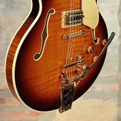 GRETSCH Broadkaster LX Figured Center Block - w/Bigsby, Gold Hardware & Ebony - Havana Burst image 2