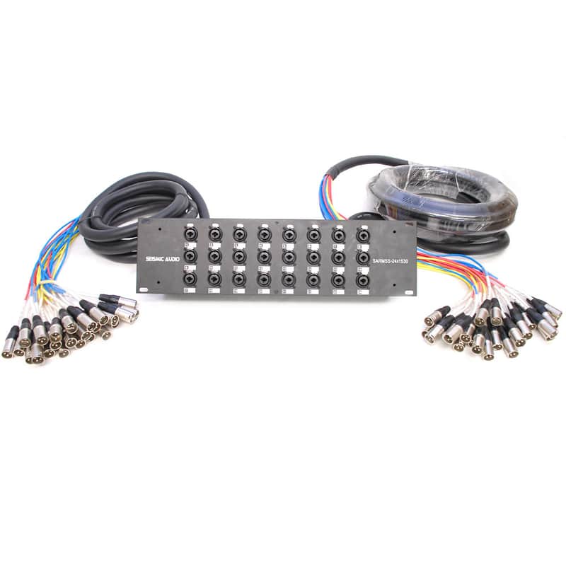 Seismic Audio SARMSS-24x1530 24-Channel Rack Mount XLR/TRS Combo Splitter Snake Cable w/ 15' & 30' XLR Trunks image 1