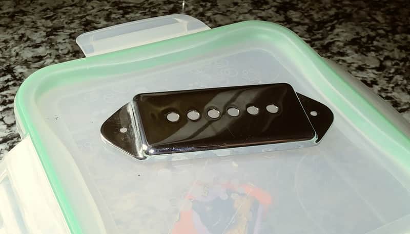 Gibson P-90 Dog ear pickup cover 1968 Epiphone Rhythm neck 1960's - Chrome image 1
