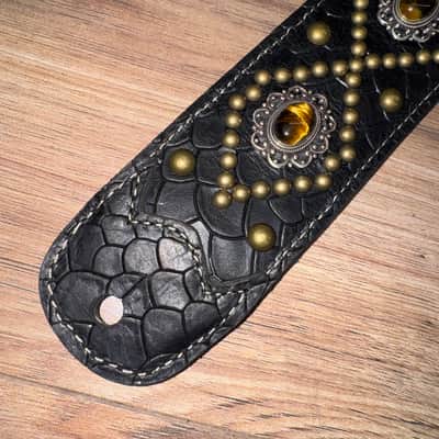 Carlino Orianthi black scale leather tiger eye with bronze 2025 - Black image 6