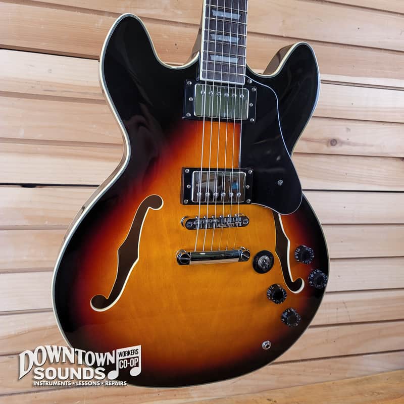 Firefly 335 Style Electric Guitar with Gig Bag - Vintage Sunburst, 7lbs 1oz image 1
