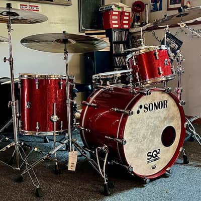 Sonor SQ2 Medium Maple 3 pc 2020+ - Red Sparkle Lacquer, Fiery Red Interior image 1