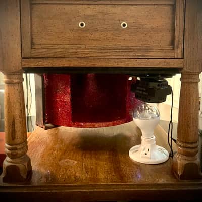 Rotary Connection  VIBRA-TABLE! Rotary / Leslie guitar speaker cabinet / side table! 12” 16 ohm 70 watt speaker. One of a kind  2026 - Wood image 21