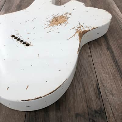 FRANCHIN Mars guitar body Relic Aged Olympic White 100% Nitro Lacquer Cracks SS Basswood Telecaster-Tele-T-Style Made in Italy - Stock piece #22320826 image 14