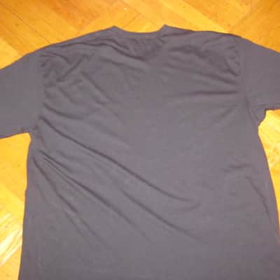 lightly worn genuine Gibson Firebird T-Shirt XL (X-Large), Black with Red Graphic, 60% Cotton / 40% Polyester - short sleeve GIBS-GA-FBBMXL (GA-FBBMXL) UPC # 711106533919, part of back neck area & right shoulder were re-stitched image 12