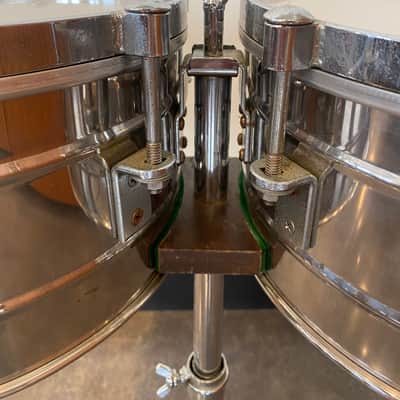 Latin Percussion LP255-S Tito Puente Signature 12/13" Stainless Steel Timbales with Stand - Steel/Chrome image 5