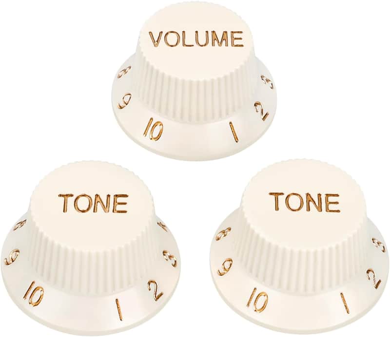 18-Spline Electric Guitar Control Knobs 2 Tone and 1 Volume Knobs Metric 6mm (15/64") Speed Knobs Top Hat for Squier Strat ST Electric Guitars Pack of 3 JT/XN-04 Vintage White image 1