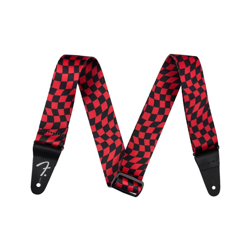 Fender Wavy Checkerboard Polyester Strap Red image 1