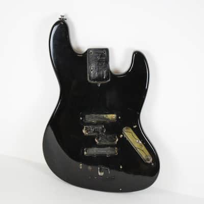 1974 Vintage Fender Jazz Bass BODY Black Re-fin American JazzBass Precision Lightweight 4.2 LBS 1970's image 1
