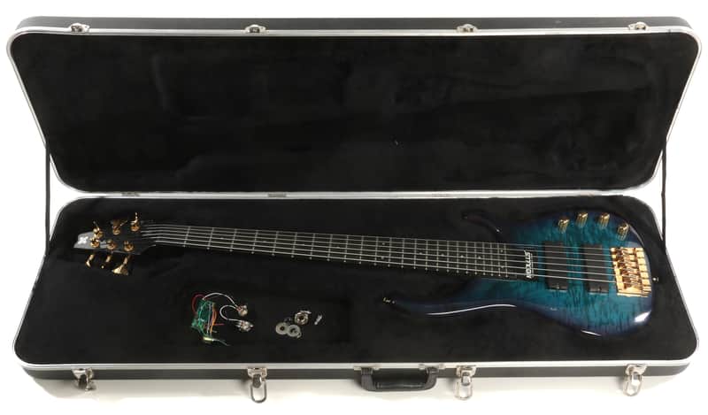 1995 Modulus Quantum Bass Q6 Green Blue Burst 6 String Bass image 1