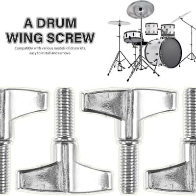Drum Rack Accessories 4Pcs Metal Cymbal Stand Wing Screws and Knobs Adjustable Drum Hardware for Repair and Assembly Silver 1.61X1.57 Inch image 3