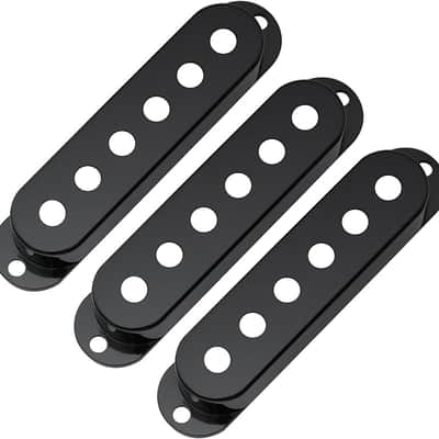 Pro Plastic Guitar Single Coil Pickup Covers for USA/Mexico Strat Fender Stratocaster Electric Guitar, Black (Set of 3 image 1