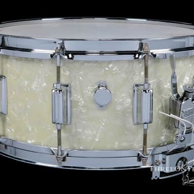 1967 Rogers Dynasonic Snare Drum White Marine Pearl : 6.5 x 14 image 8
