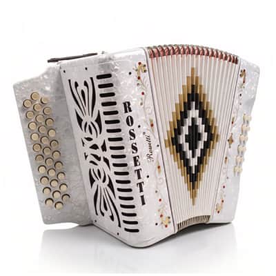 Rossetti 3112-GCF-WH 3 Row 31 Treble, 12 Bass Diatonic Button Accordion in White - G, C, F Tuning image 2