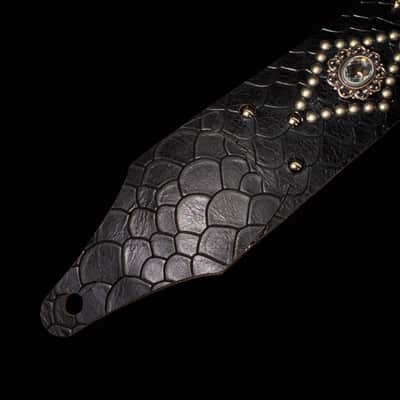 Carlino Crystal black scale leather strap with satin nickel studding 2026 - Black image 5
