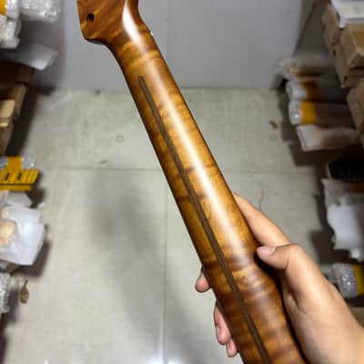Reverse Big head 22 Fret Roasted Flame Maple eletrick guitar neck 25.5 inch replace image 3