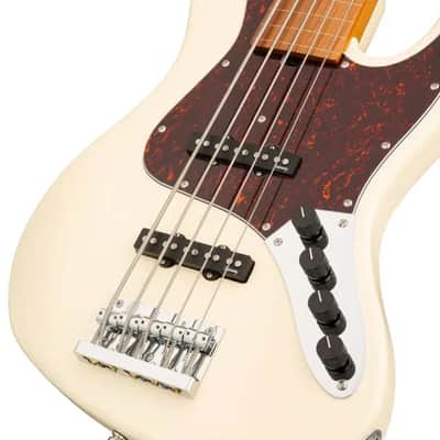 Sadowsky MetroExpress 21-Fret Vintage J/J Bass, Morado Fingerboard, Fretless With Lines, 5-String - Solid Olympic White High Polish image 5