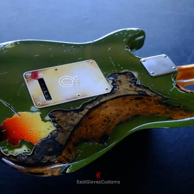 Fender Stratocaster Olive Green /Sunburst Heavy Aged Relic by East Gloves Customs image 14