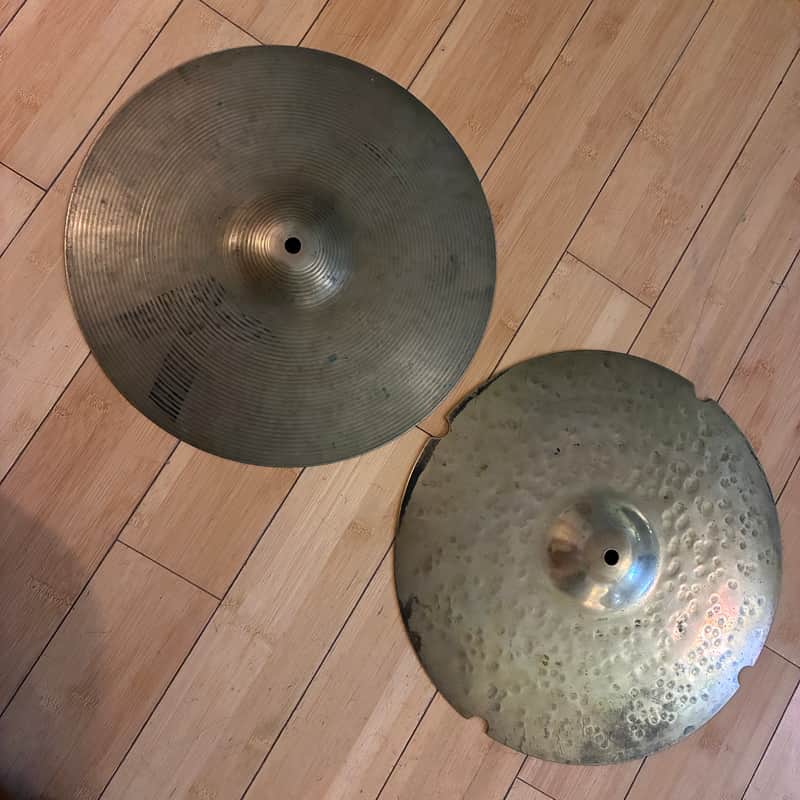 Zildjian 14" K Combo Hi Hats w/ notched K Custom Bottom RARE Z 1980s image 1