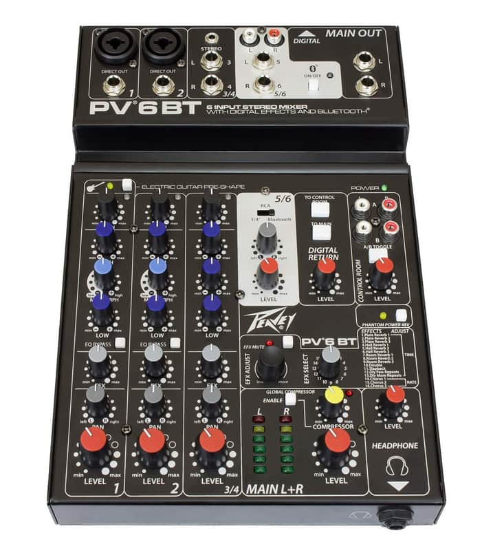 Peavey PV 6 BT 6 Channel Compact Mixer with Bluetooth image 1