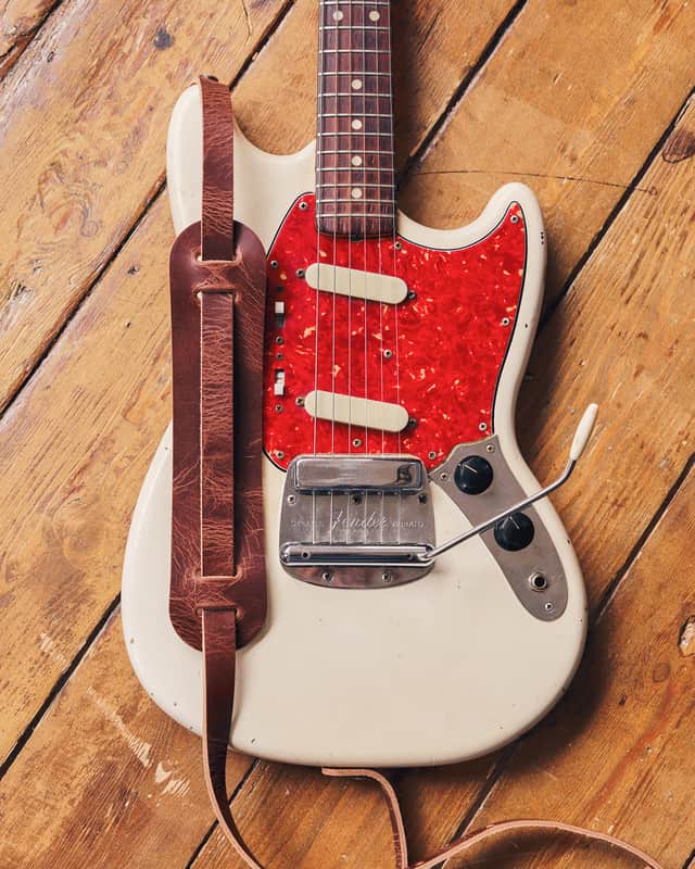 Vintage 60s Strap / Shoulder Pad / Leather Guitar Strap / Two Colourways image 1