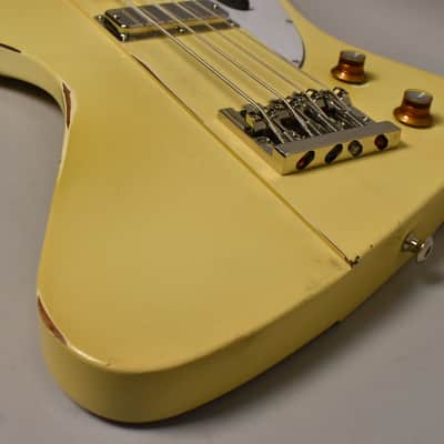 777 Guitars Custom Reverse T-Bird Bass Vintage White Relic w/HSC image 8