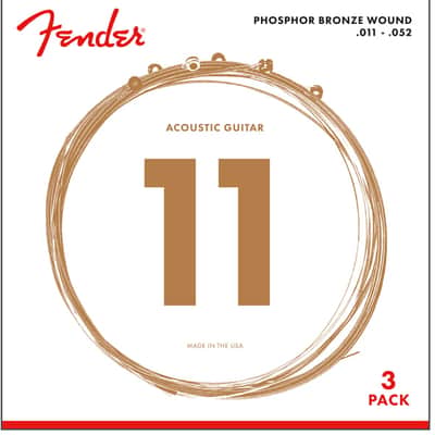 Fender 60CL Phosphor Acoustic Guitar Strings 3-Pack Custom Light Gauge 11-52 image 2
