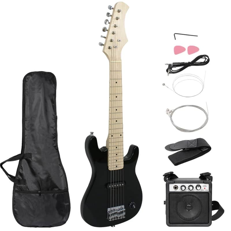 Accessories Pack Black Kids Beginner Guitar With Amp Case 30" Electric Guitar image 1