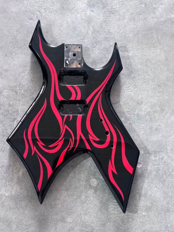 Black Warlock Style Guitar Body with Red Top image 1